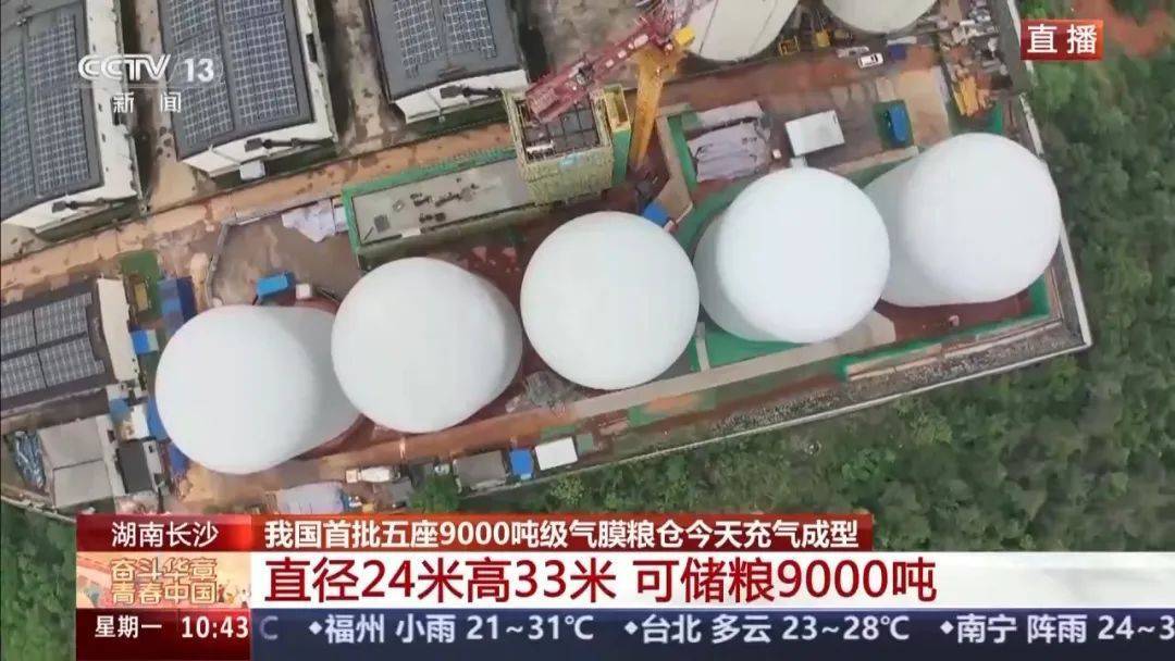 就在长沙<strong></p>
<p>币圈一哥</strong>！我国首批五座9000吨级气膜粮仓今天充气成型！
