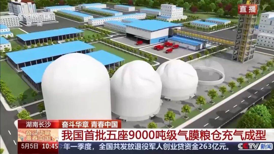 就在长沙<strong></p>
<p>币圈一哥</strong>！我国首批五座9000吨级气膜粮仓今天充气成型！