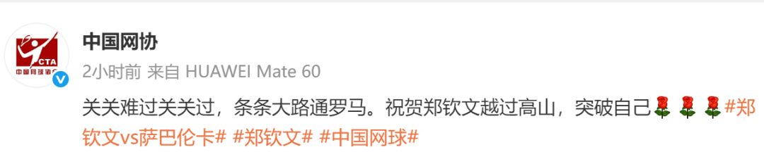 生涯首胜萨巴伦卡<strong></p>
<p>菜单</strong>，郑钦文赛后发博：山海皆可平，半决赛对阵高芙，再迎复仇之战